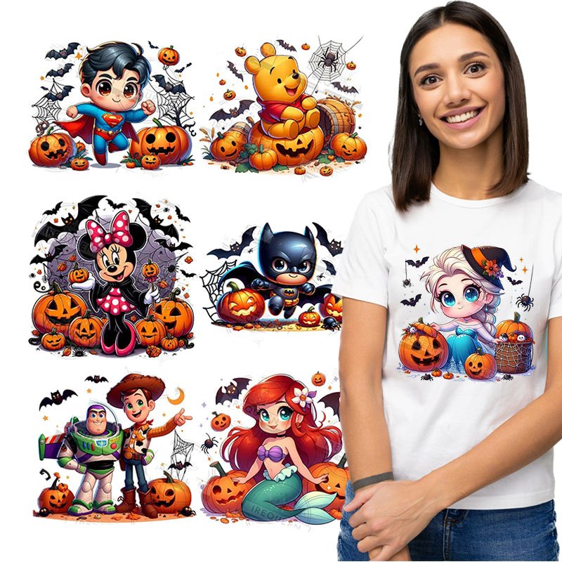 Custom Cartoon Fall Coquette Aesthetic Bows Halloween Themed Patch Costume Hat DTF Stickers Iron on Heat Transfer Printing