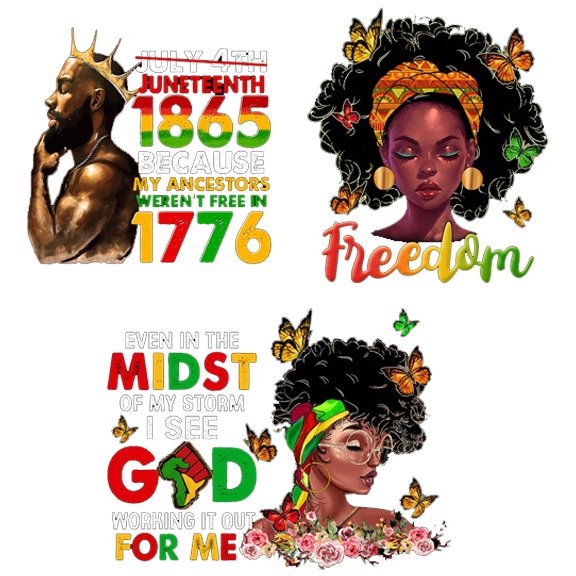 Yunshang Wholesale Custom high quality Juneteenth DTF screen printed Vinyl 3D puff heat transfer printing stickers for t-shirt