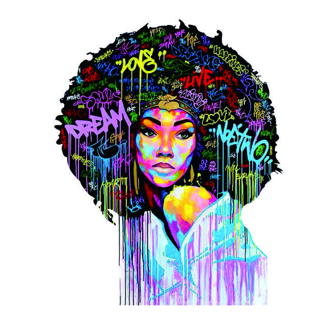 Afro Girl Offset Print Heat Transfer Custom Iron on Sticker for T-shirt