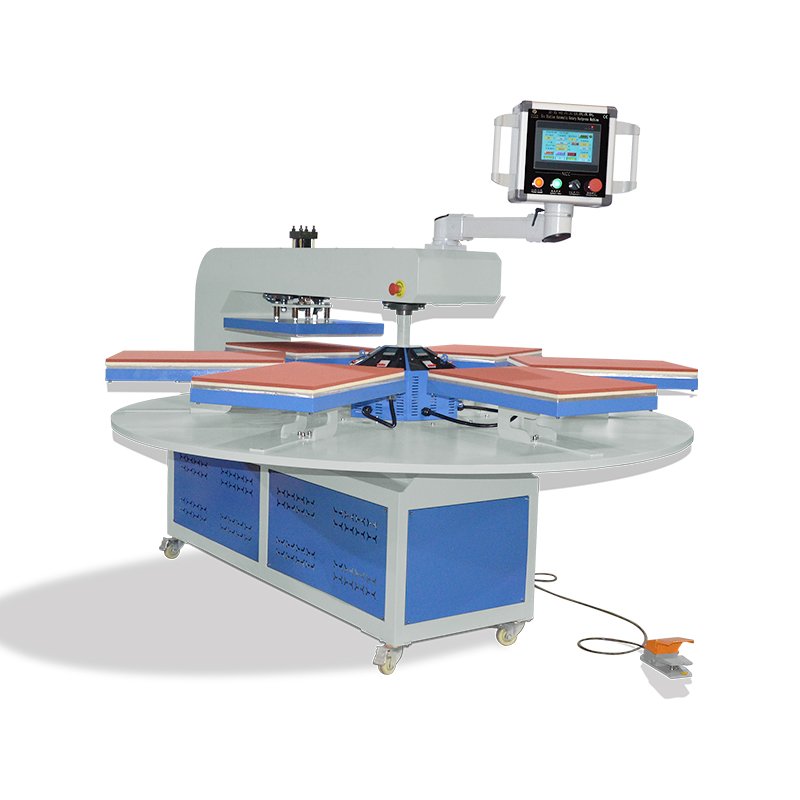 Six Station Rotary t-Shirt Transfer Printing Automatic Adjustable 360 Degree Rotating Heat Press Machine Sublimation Printers