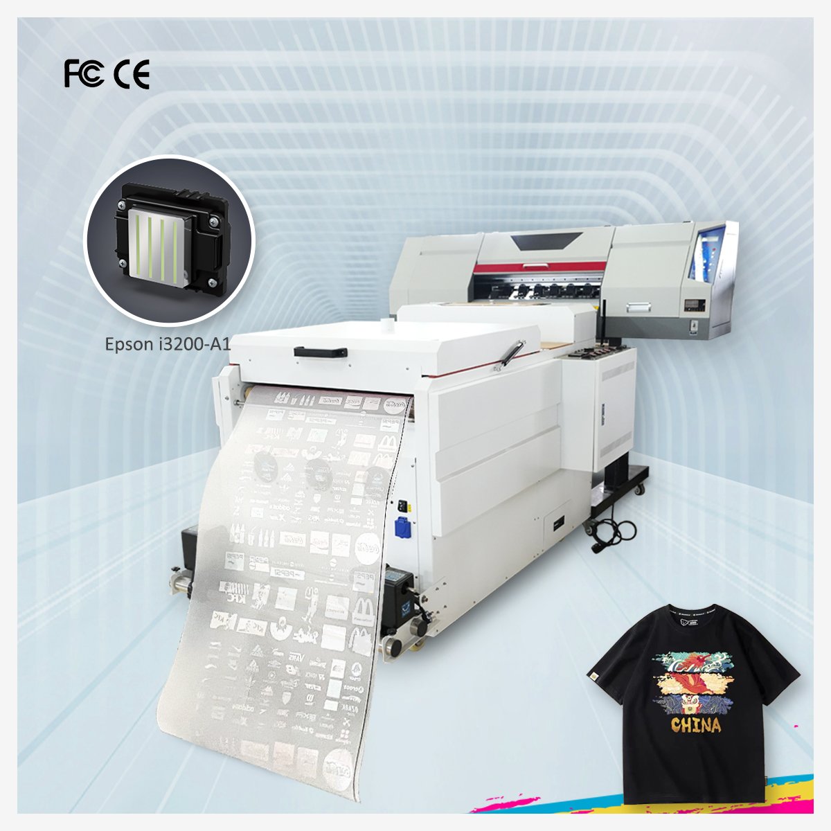 DTF printer 60cm i3200 CMYK White printing pet film sublimation dtf heat transfer T-shirt printing machine