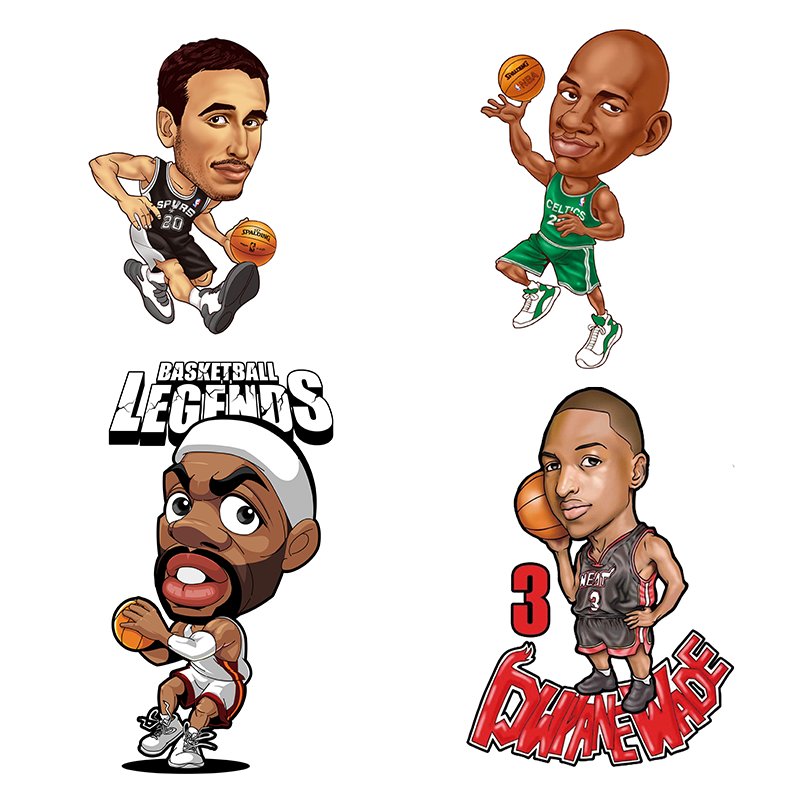 Wholesale High Quality Funny basketball star Vinyl sticker logo t shirts DTF heat transfers printing for fashion t shirts