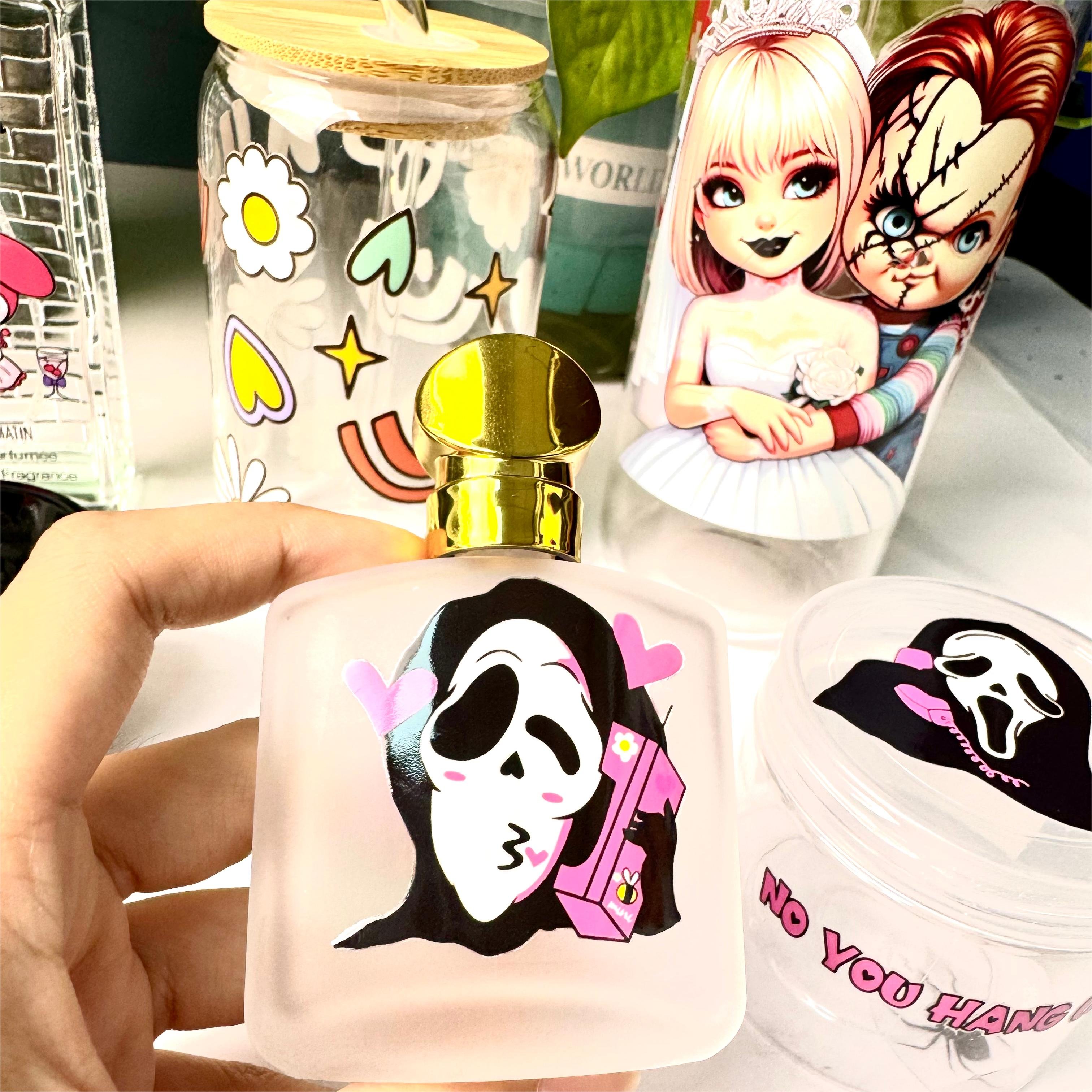 Wholesale High Quality Halloween UV Water Transfer Printing Stickers 16oz Glass Mugs Plastic Cups Perfume Bottles
