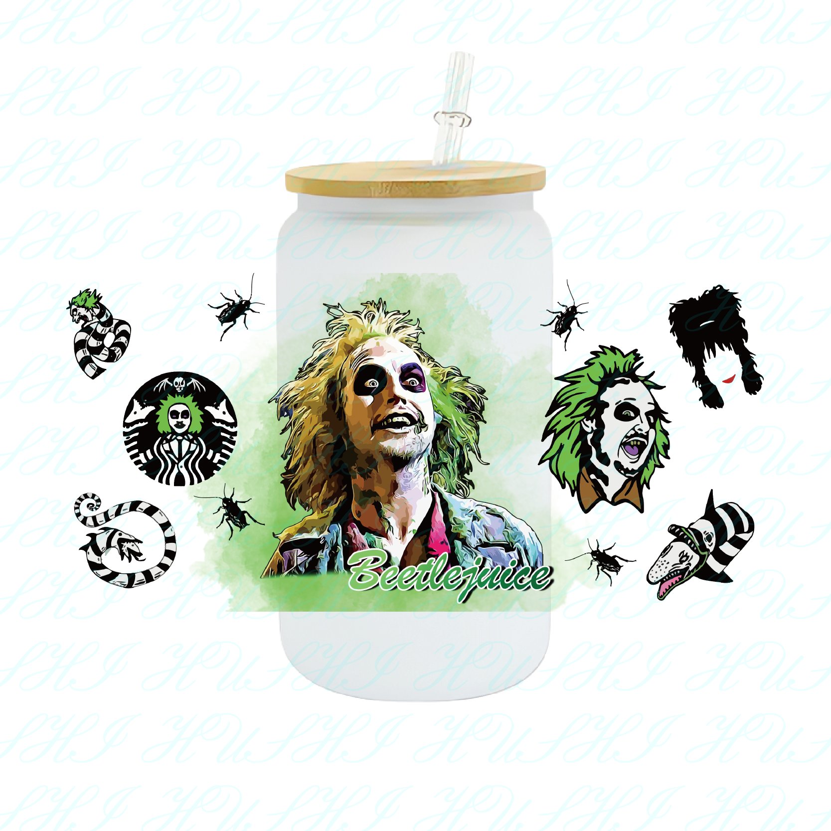 high quality wholesale custom uv dft tumbler Halloween design cup wraps 16oz transfers printing stickers decals for glass cups