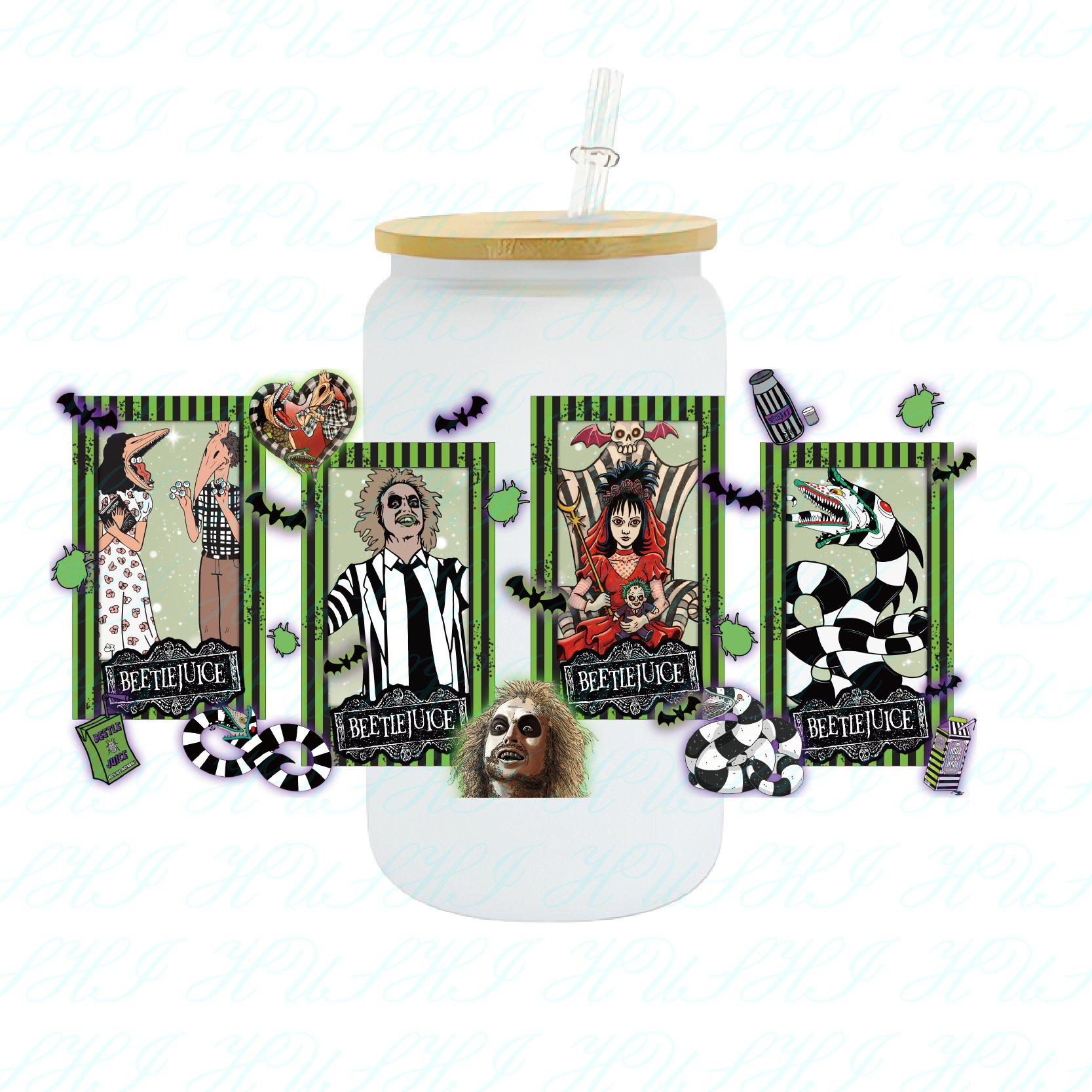 high quality wholesale custom uv dft tumbler Halloween design cup wraps 16oz transfers printing stickers decals for glass cups