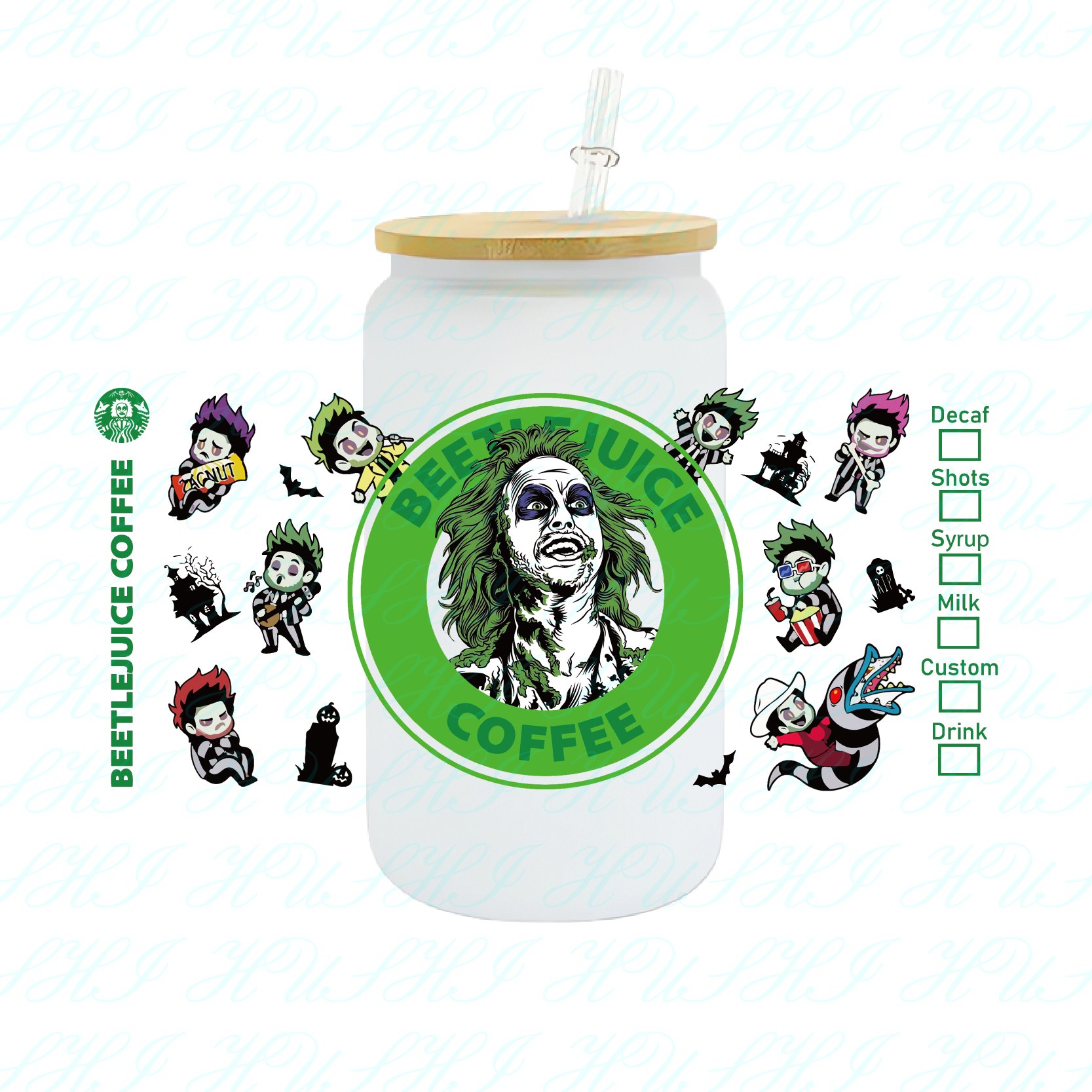 high quality wholesale custom uv dft tumbler Halloween design cup wraps 16oz transfers printing stickers decals for glass cups