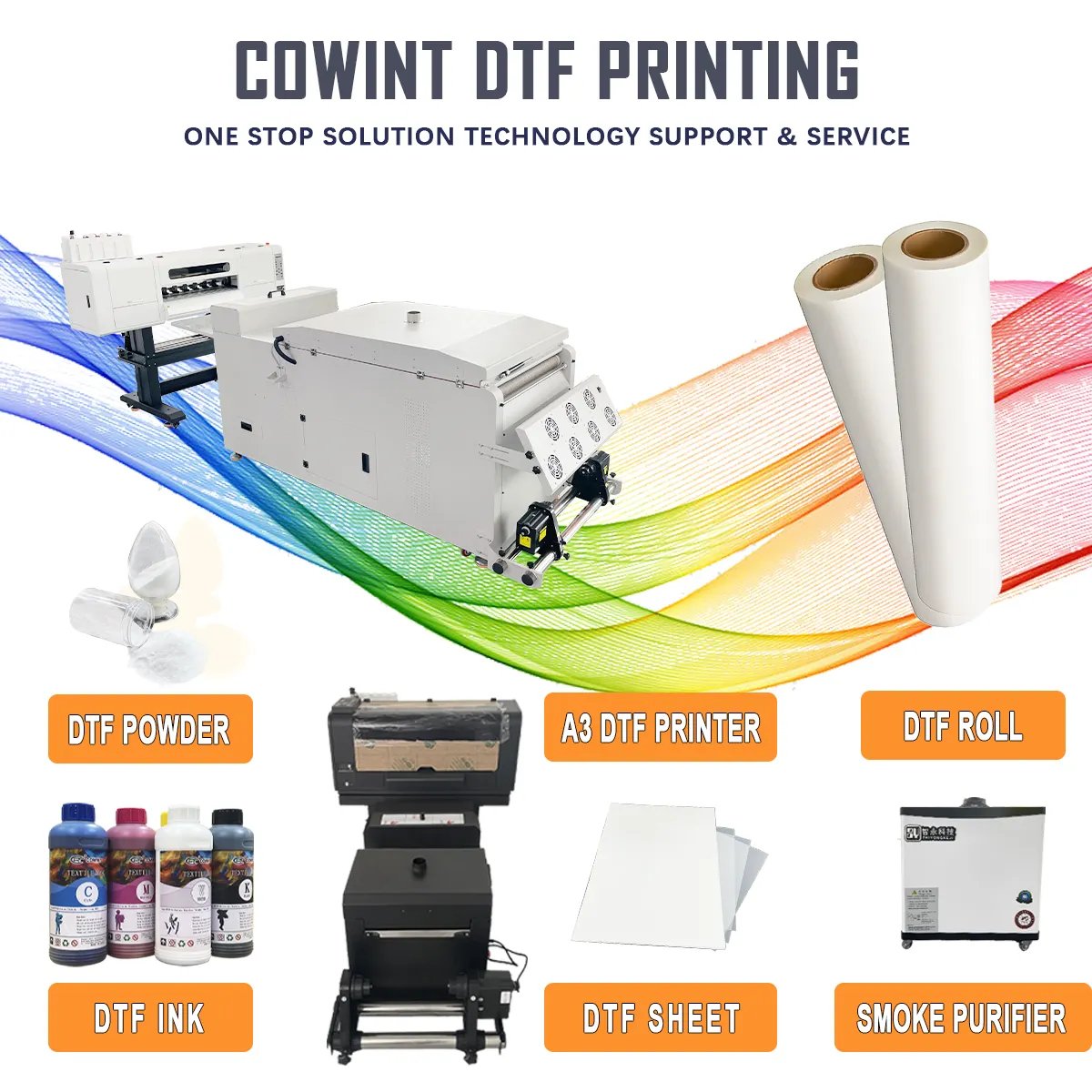 Cowint Dtf T-Shirt Printer And Oven Printer Pigment Ink 2023 Transfer Printing Machine I3200 Clothes Printing Machine