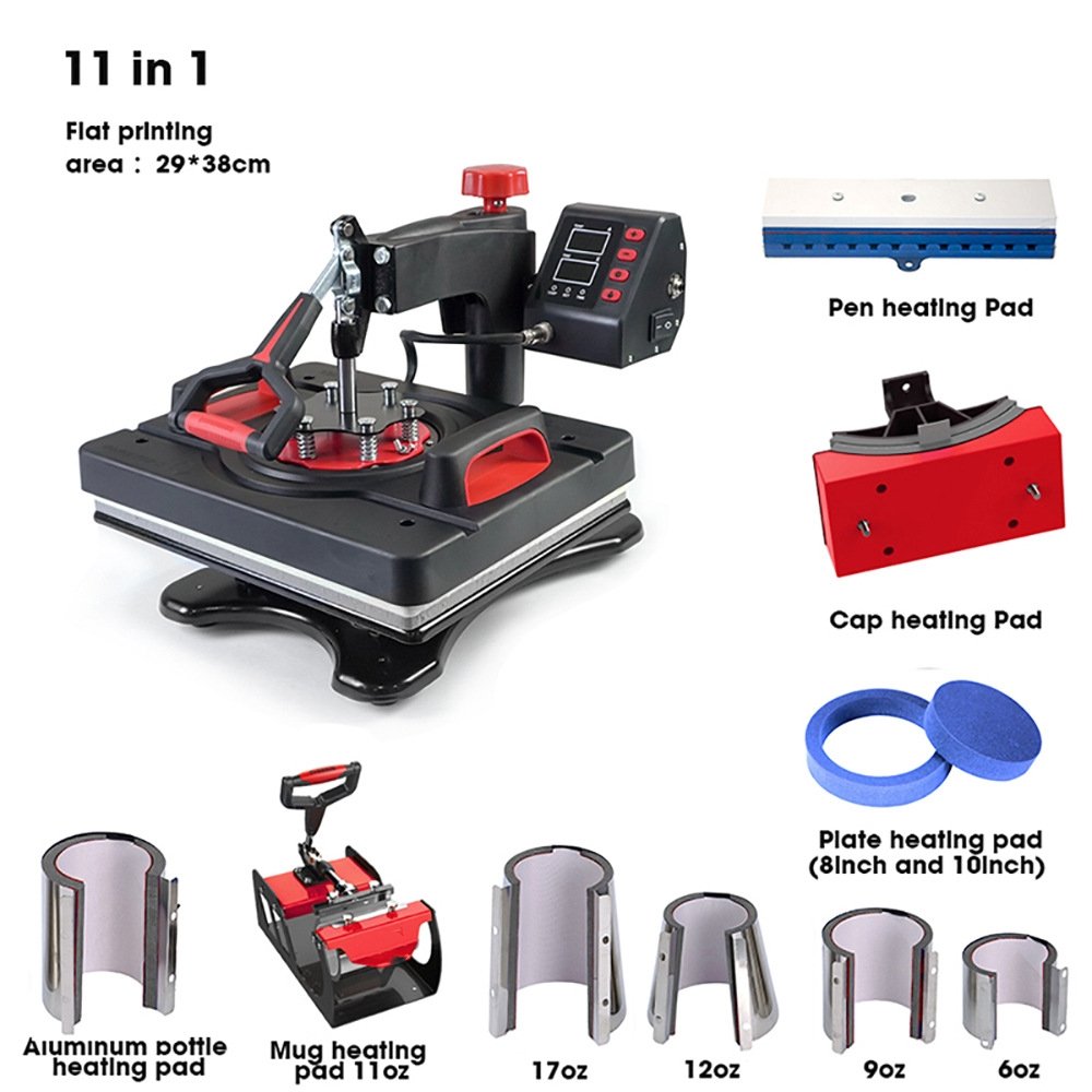 MOMOTECH 29*38cm Combo Heat Press Machine for T-shirt Cup Hat Plate Sublimation Logo Printing 8in1/12in1 heat Press Machine