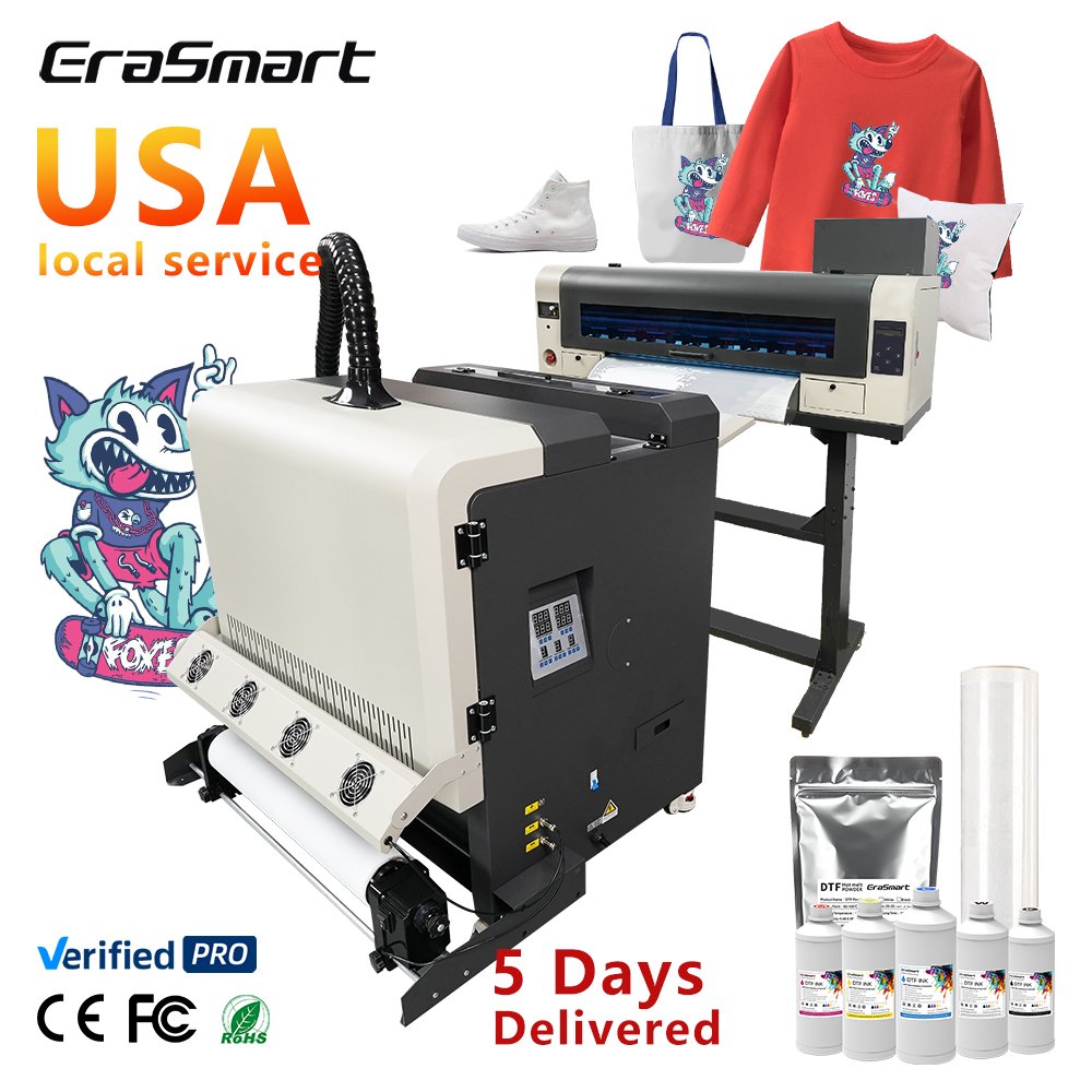 Erasmart A1 DTF Printer 60CM 24 Inch I3200 XP600 2 Printheads With Imprimante Epson Cloth Digital T Shirt DTF Printing Machine