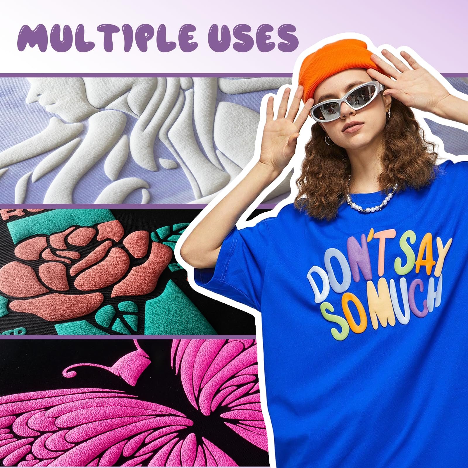 Puff Transfer Label High Quality 3D Garment Print Letter Design Flex Heat Transfer Vinyl Washable Cold Peeling / Hot Peeling