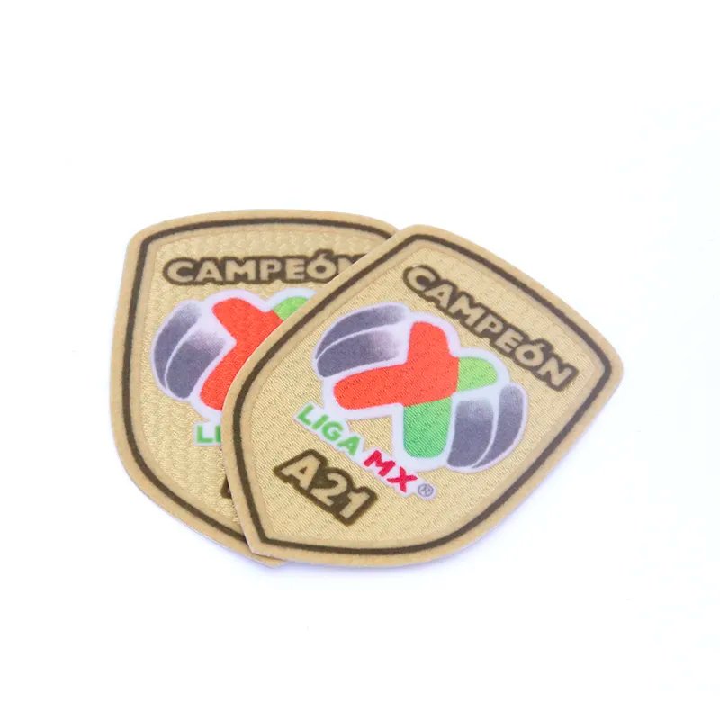 Heat Transfer Printed Tatami Background Iron On Patches Custom Football Soccer Embroidery 3D Flock Patch