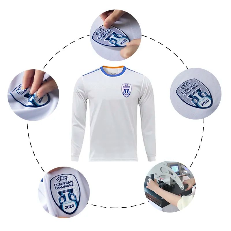 Heat Transfer Printed Tatami Background Iron On Patches Custom Football Soccer Embroidery 3D Flock Patch