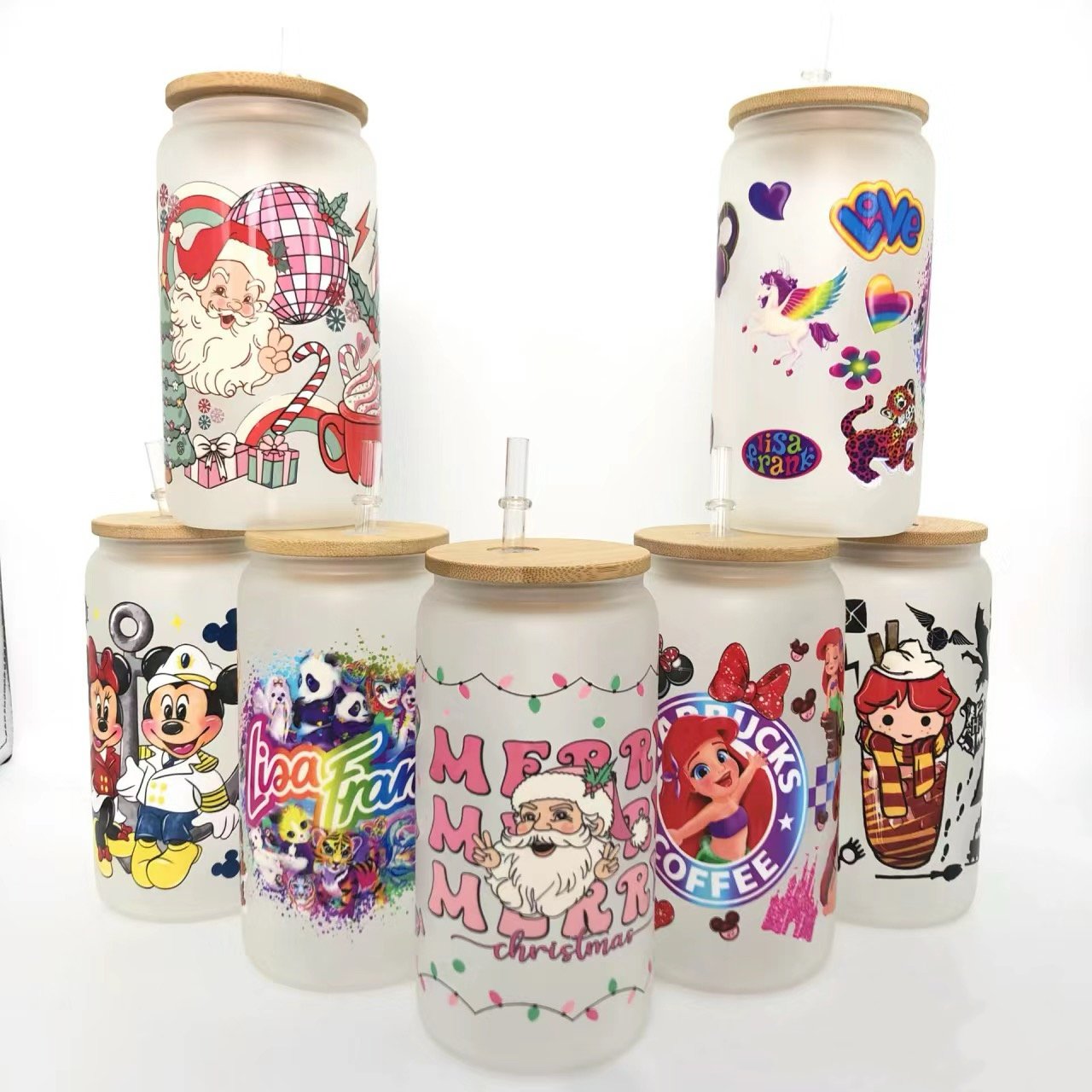 Custom Factory 20oz 16oz UV DTF Cup Wrap Heat Transfer Printing Vinyl Sticker for Glass Cups and Garments