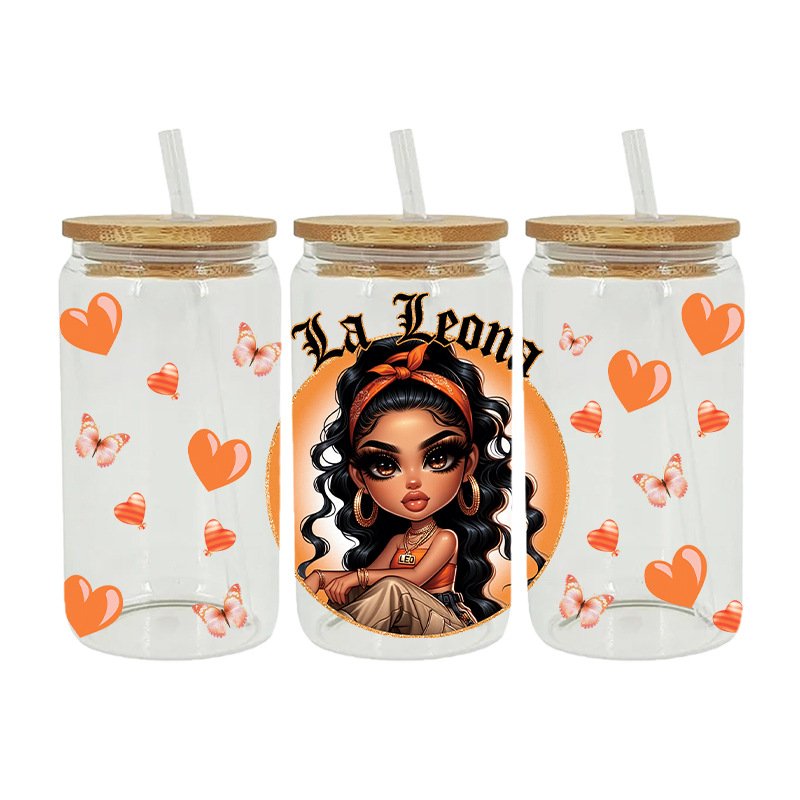 Ready To Ship wholesale Custom chicana Design 16oz UV DTF Wrap Cup Glasses Transfer