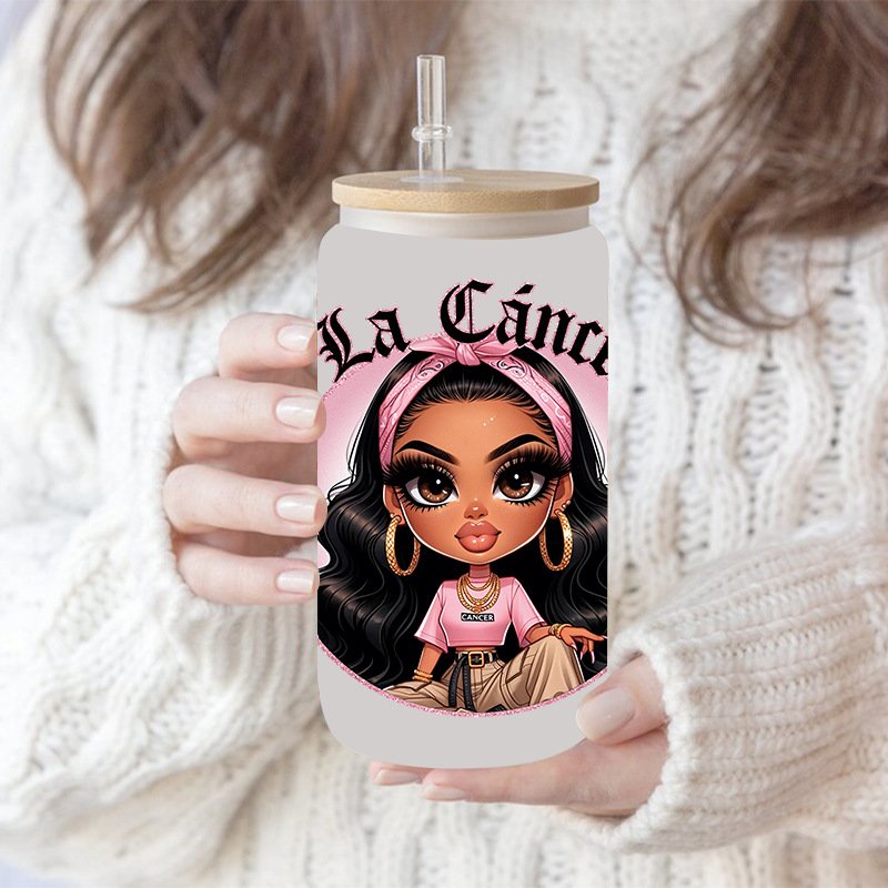 Ready To Ship wholesale Custom chicana Design 16oz UV DTF Wrap Cup Glasses Transfer