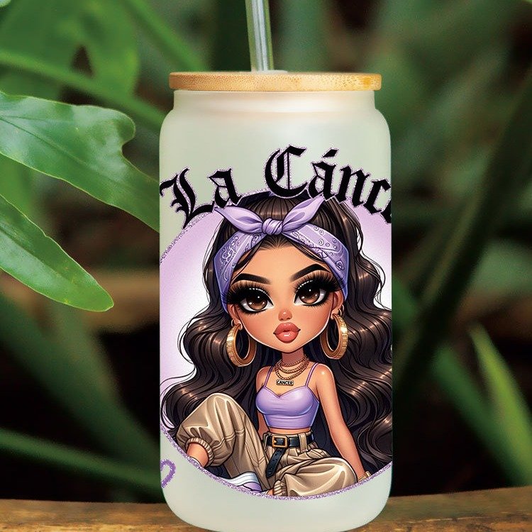 Ready To Ship wholesale Custom chicana Design 16oz UV DTF Wrap Cup Glasses Transfer