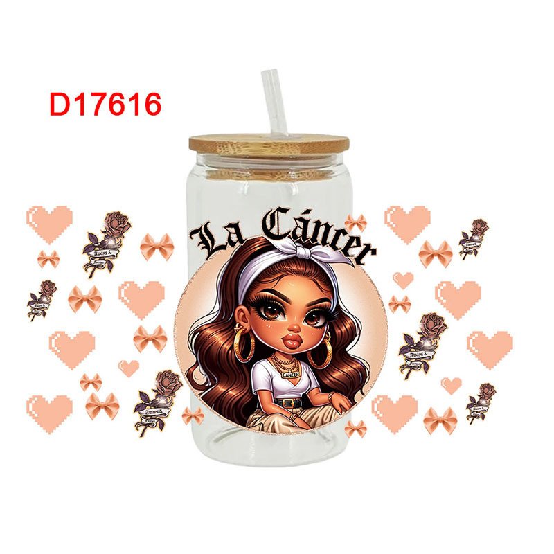 Ready To Ship wholesale Custom chicana Design 16oz UV DTF Wrap Cup Glasses Transfer
