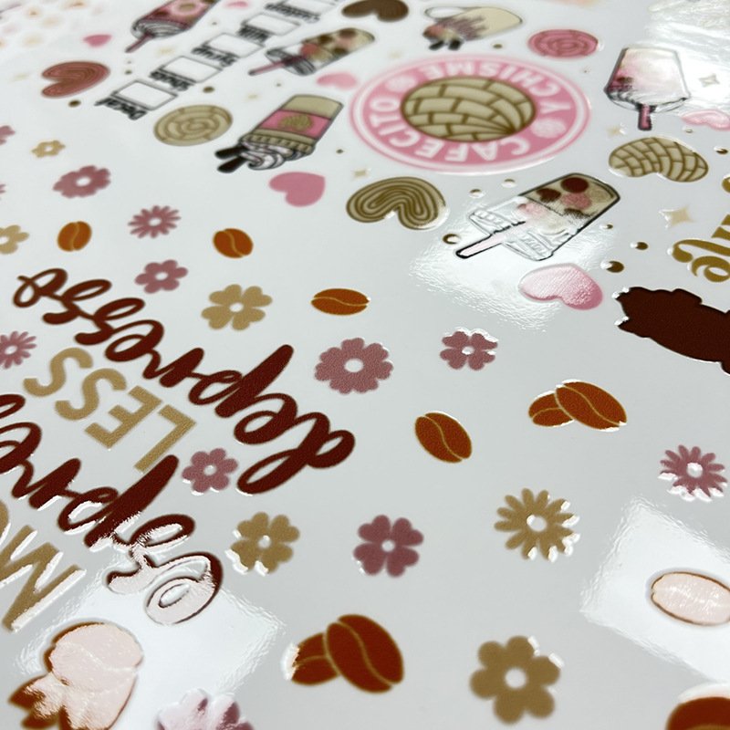 Custom Transfer Printing Sticker Label UV DTF Cup Wrap Transfers 3D UV Dtf Cup Wraps for Tumblers