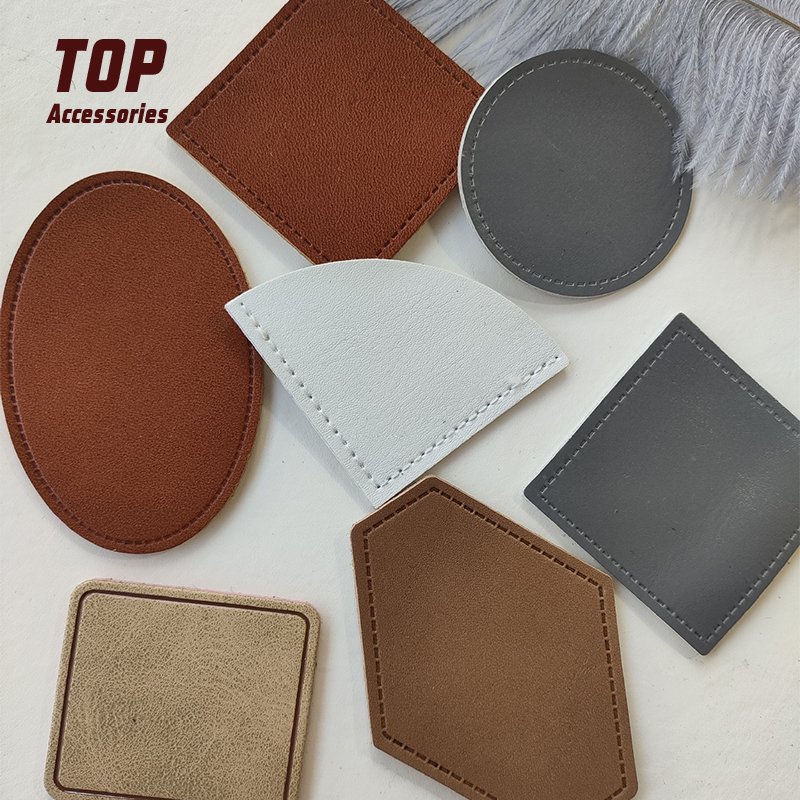 Material Leather Patches with Printed Iron-on Backing Labels Low MOQ DIY Blank PU Custom Sustainable Embossed One Side Fold