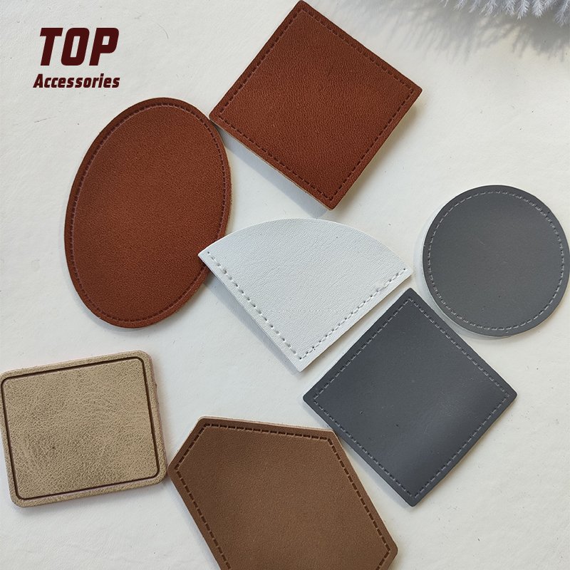 Material Leather Patches with Printed Iron-on Backing Labels Low MOQ DIY Blank PU Custom Sustainable Embossed One Side Fold