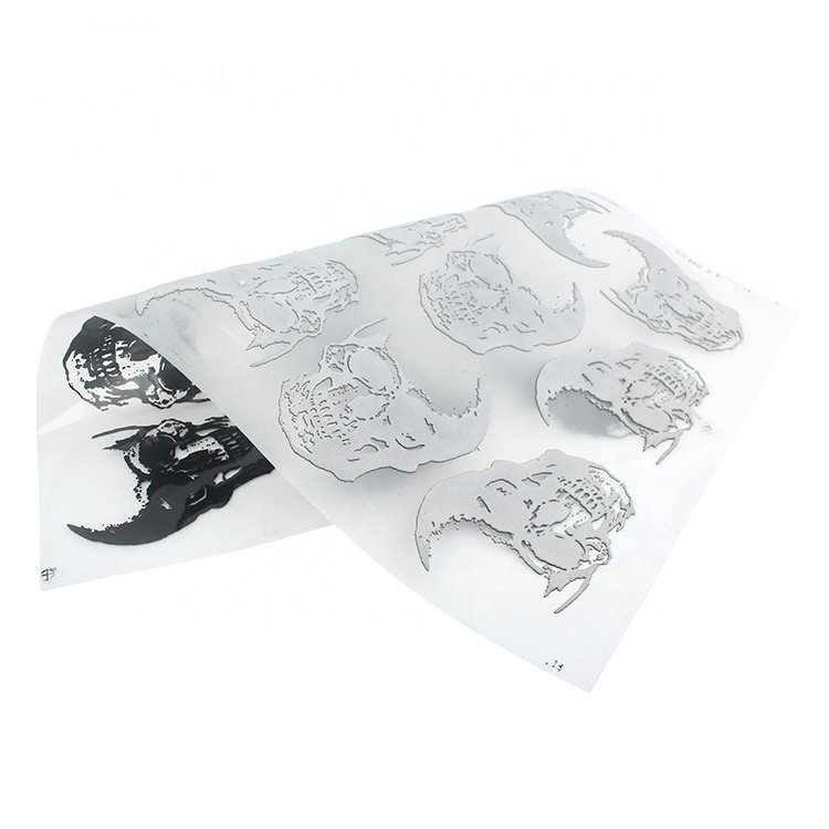 Silicone Rubber Labels Custom Made 3D Raised Skull Logo High Density Heat Transfer Printing for T-shirts