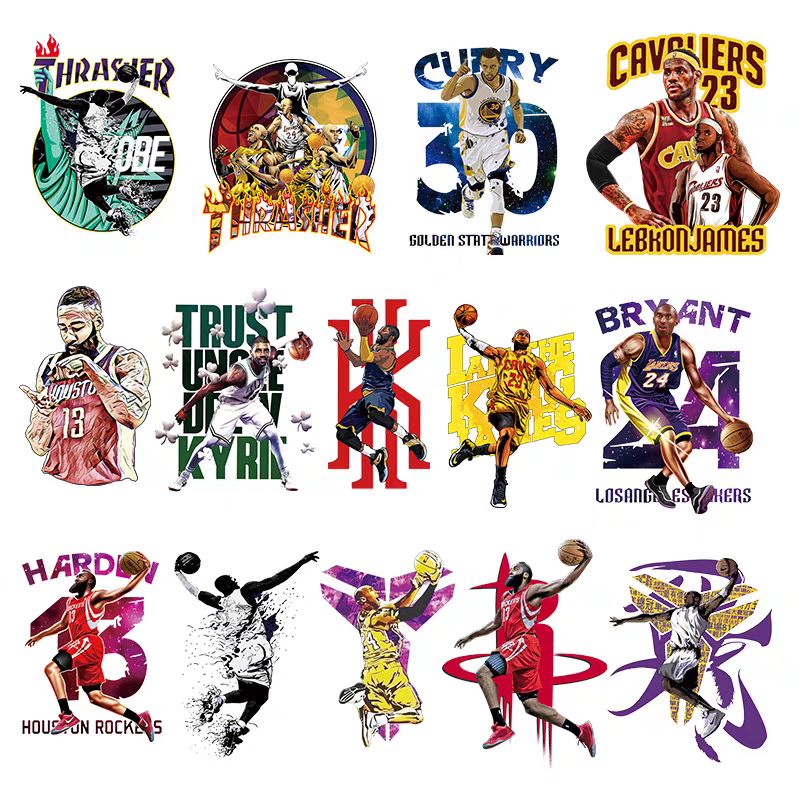 wholesale high quality national basketball association player DTF transfer printing sticker for t-shirt