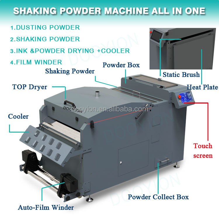 2024 60cm factory heat transfer dtf vinyl PET film printing D650 shaking powder dryer for DTF printer shaker dryer combo dtf
