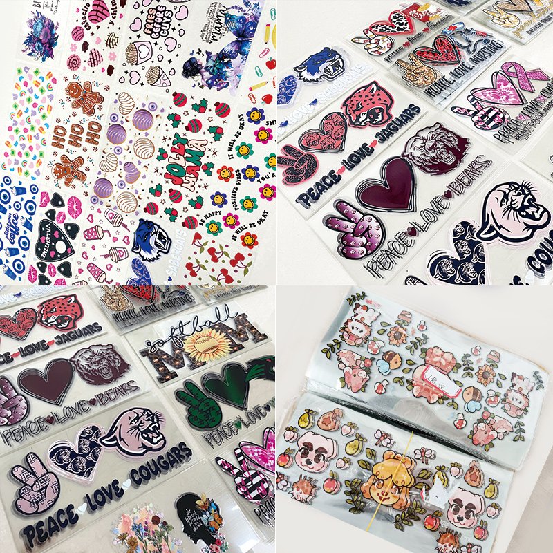 Custom Wholesale Printing 16oz 20oz Glass Uv Dtf Cup Wrap Transfers Tumbler Wraps Stickers Label For Coffee Cups Tumblers