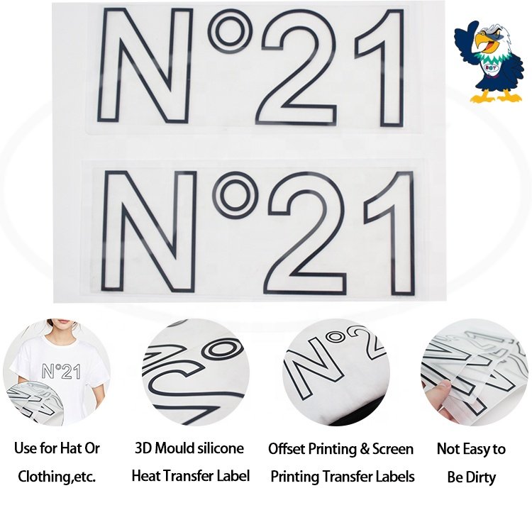 Silicone Sticker Factory Custom 3D Hollow Out Letters Logo Heat Transfer Printing Labels with Iron On