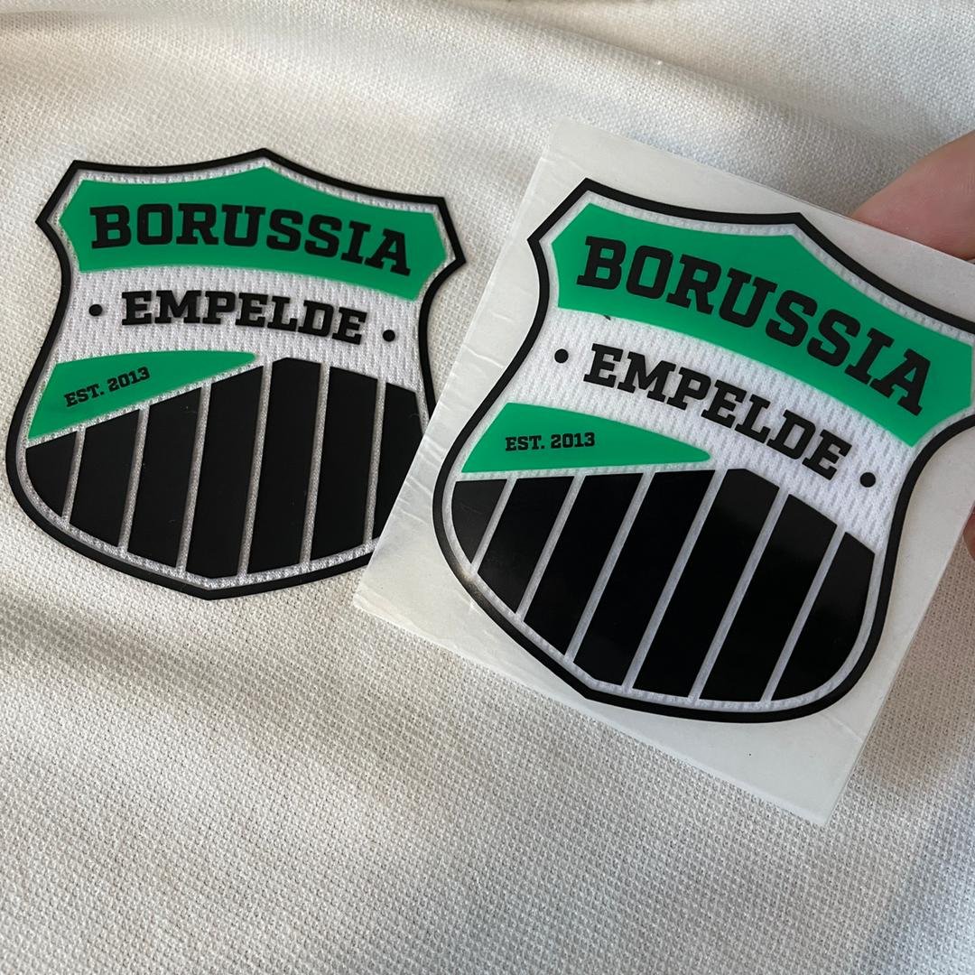 Iron On Patch Silk Screen Printing Silicone Logo and Border on Soft Mesh Fabric