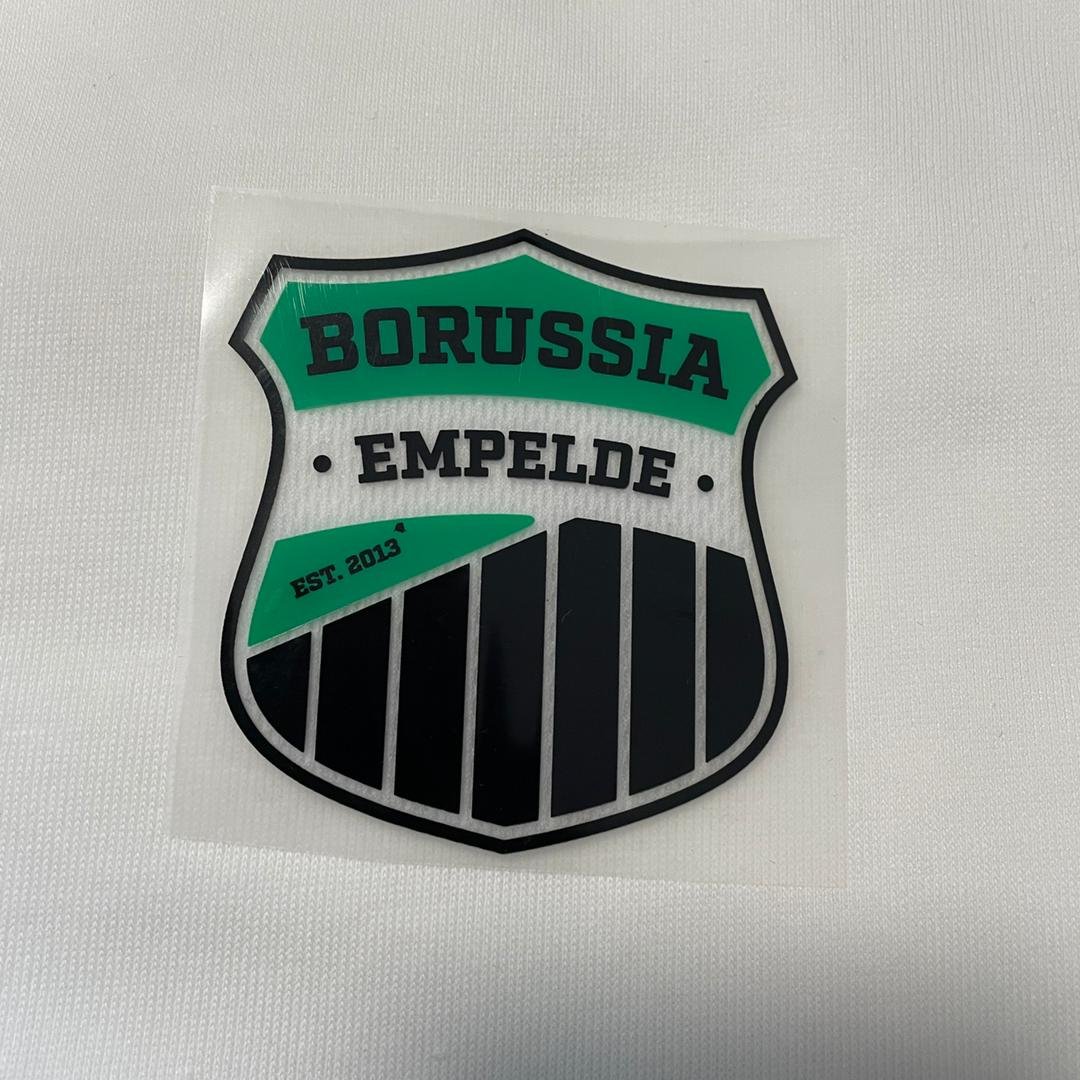 Iron On Patch Silk Screen Printing Silicone Logo and Border on Soft Mesh Fabric