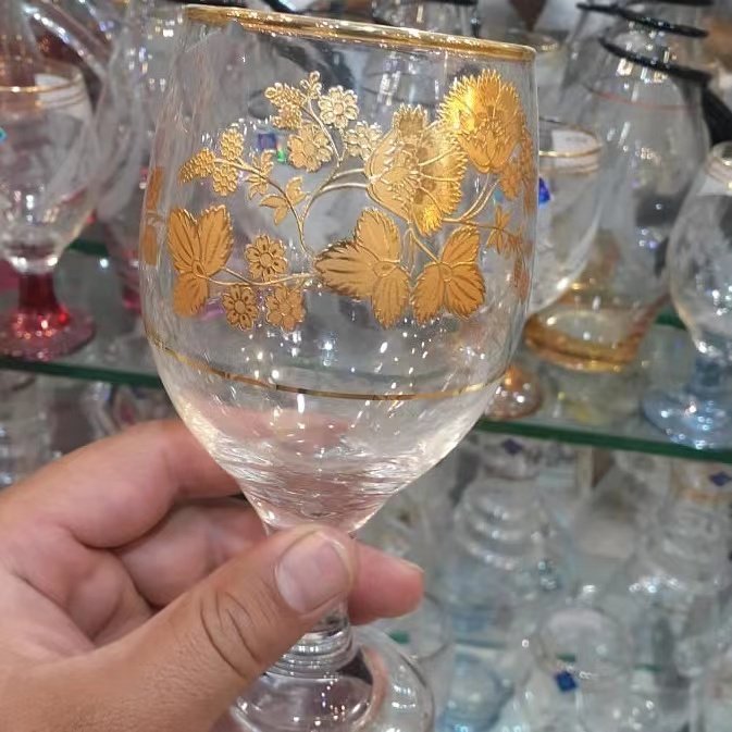 Wholesale Customized Service Gold Water Transfer Electroplating Printing Golden Decal for Glass Tableware
