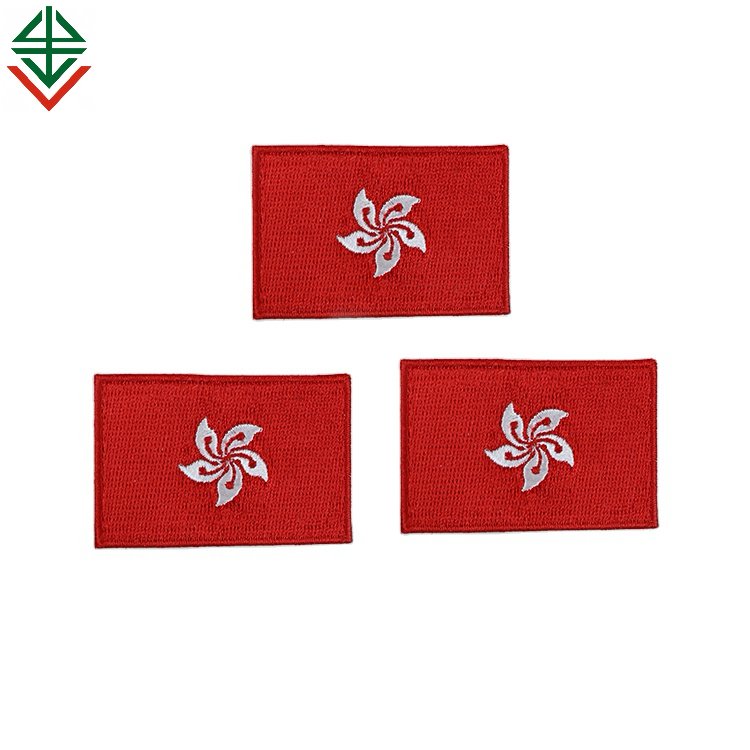 Heat Transfer Woven Fabric Flag Patch Designer of Customized Heat Press Patches Embroidery Clothing