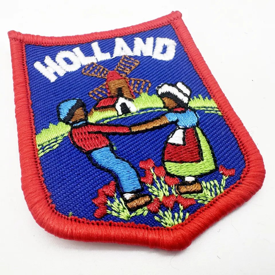 Custom Logo Heat Transfer Woven Label Embroidery Patch for Clothes Fabric Badges Iron on Customize Patches