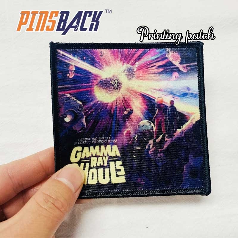 Best selling digital custom sublimated heat transfer print embroidery patch woven label over-lock edge patch manufacturer