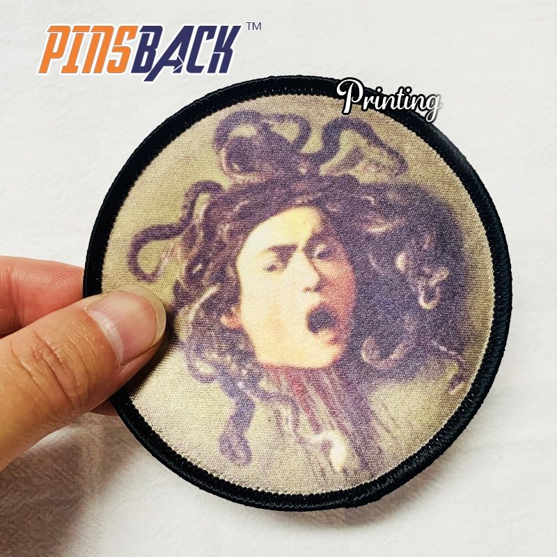 Best selling digital custom sublimated heat transfer print embroidery patch woven label over-lock edge patch manufacturer