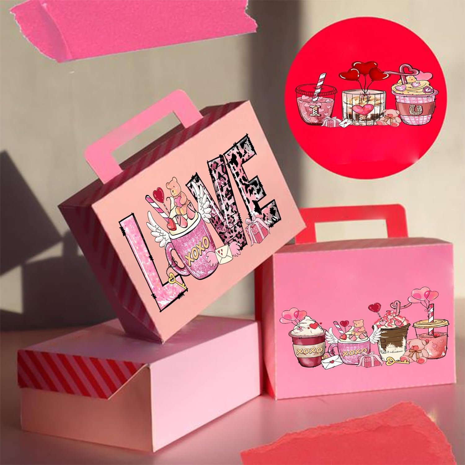 Valentines Day Wholesale Cartoon UV Transfer stickers Custom UV DTF Cup Wrap 16OZ Libbey Glass Cups Uv transfer sticker