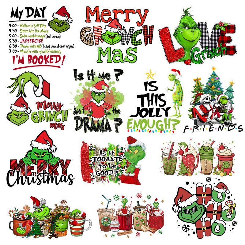 Dtf Printed Sticker for T-shirts Heat Press Iron On Transfers T Shirt Stickers Transfer Printing for Christmas
