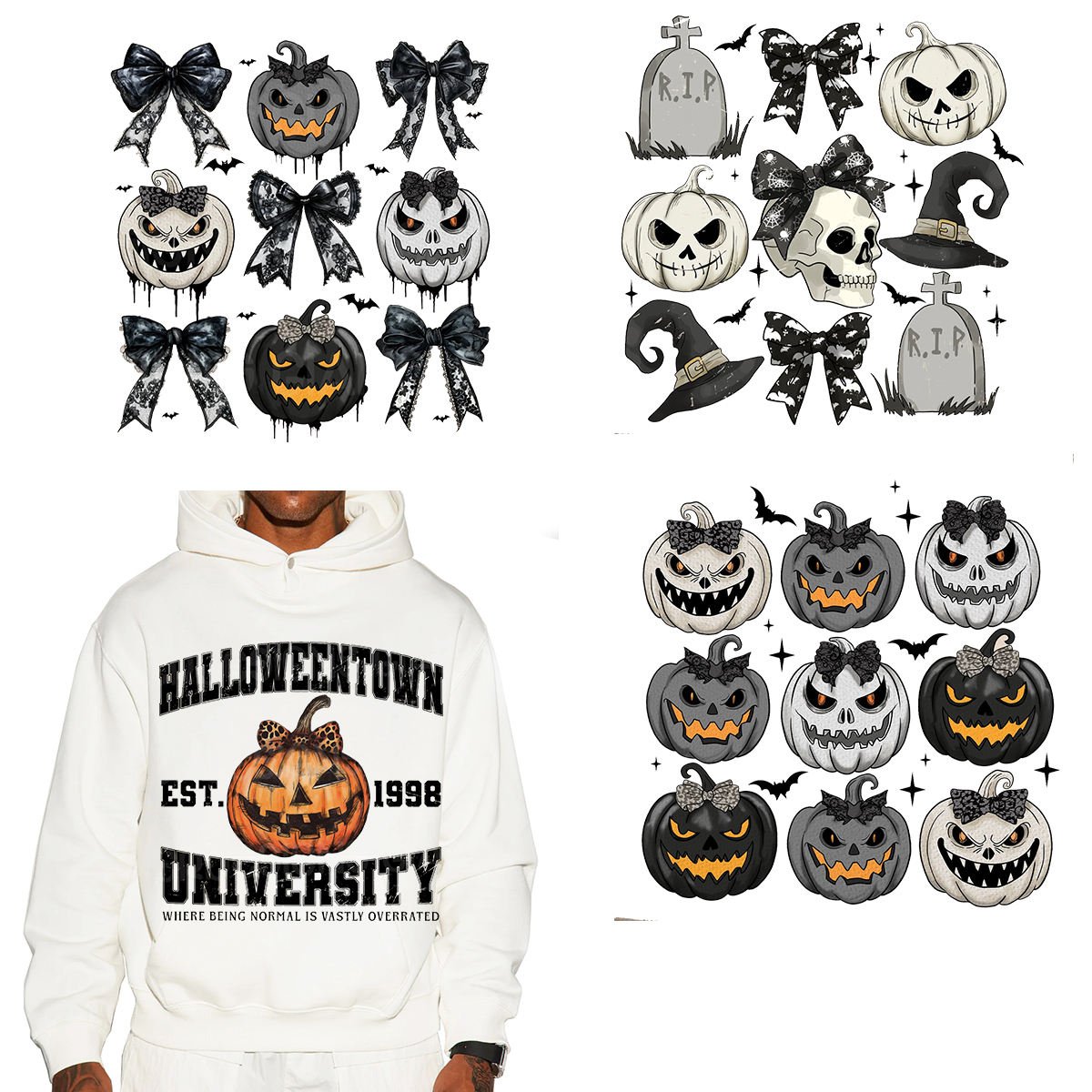 Custom Design No MOQ transfer printing Halloween stickers T-shirts Hoodies with Heat Ready to Press Wholesale DTF transfers