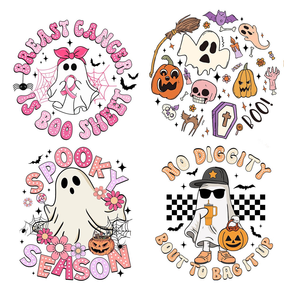 Custom Design No MOQ transfer printing Halloween stickers T-shirts Hoodies with Heat Ready to Press Wholesale DTF transfers