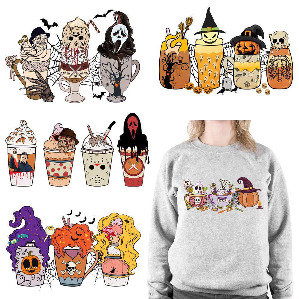 Washable Fall Autumn Pumpkin Thanksgiving Designs Customize Logo Trick Or Treat Halloween Heat Transfer Printing For Garment