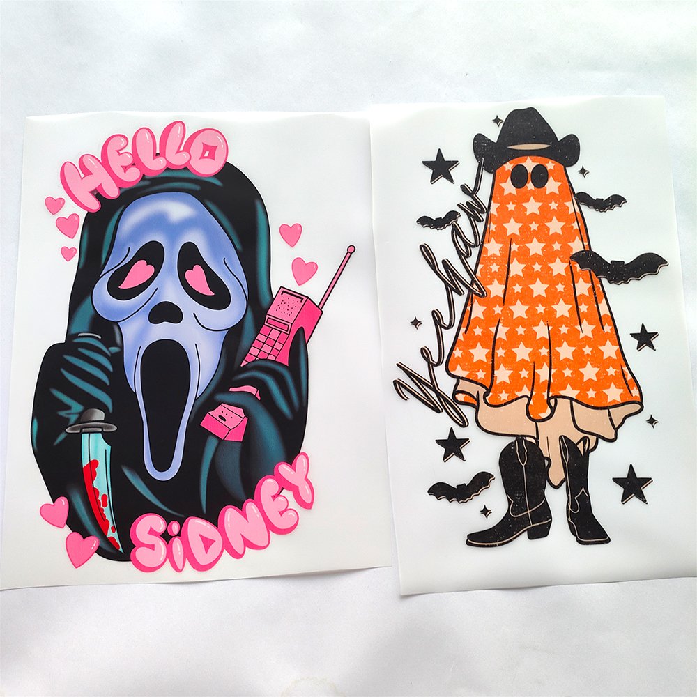 Halloween Spooky Boo Horror Designs DTF Heat Transfers Full Color Offset Clear Film Screen Print Transfers for Shirts