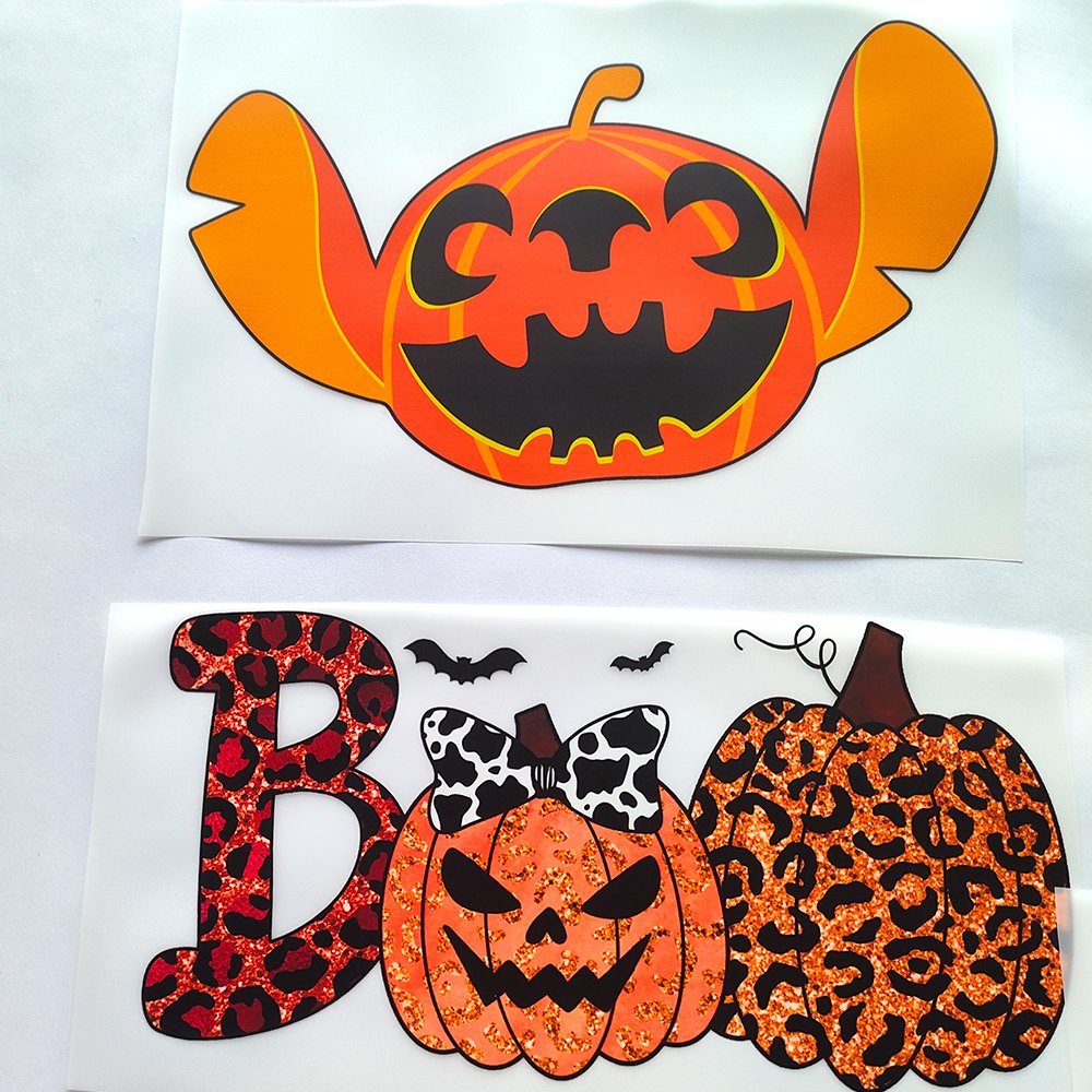 Halloween Spooky Boo Horror Designs DTF Heat Transfers Full Color Offset Clear Film Screen Print Transfers for Shirts