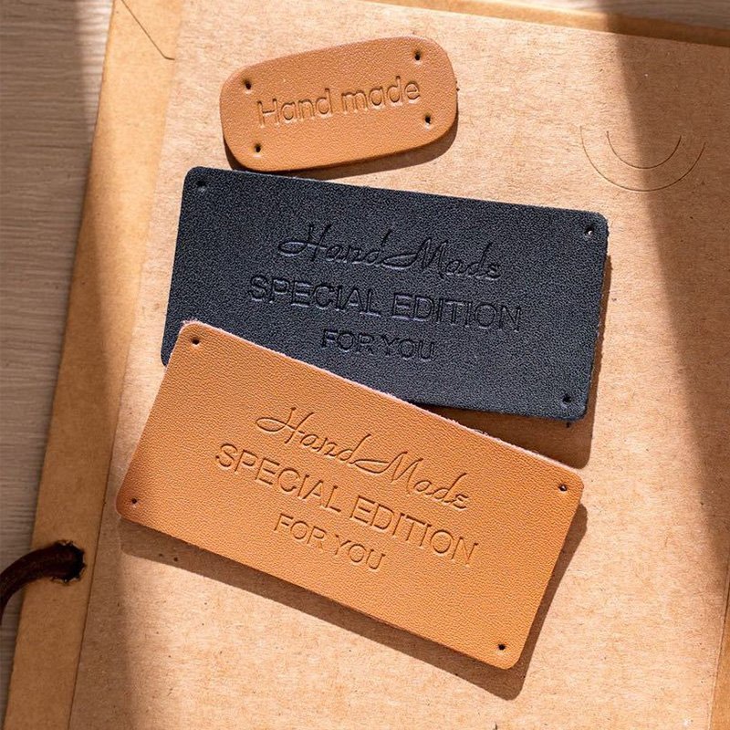 custom leather jeans tag label with logo embossed jeans handmade Sew on leather heat transfer patches label tag for clothing