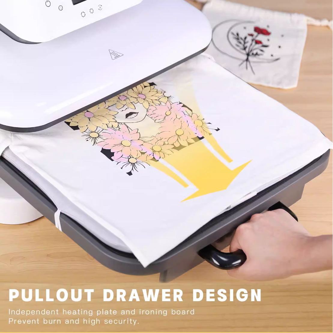 Erasmart T Shirt Hat Cap Automatic Heat Press Machines Dual Hot Small Stamping Sublimation Transfer Heat Printing Machine