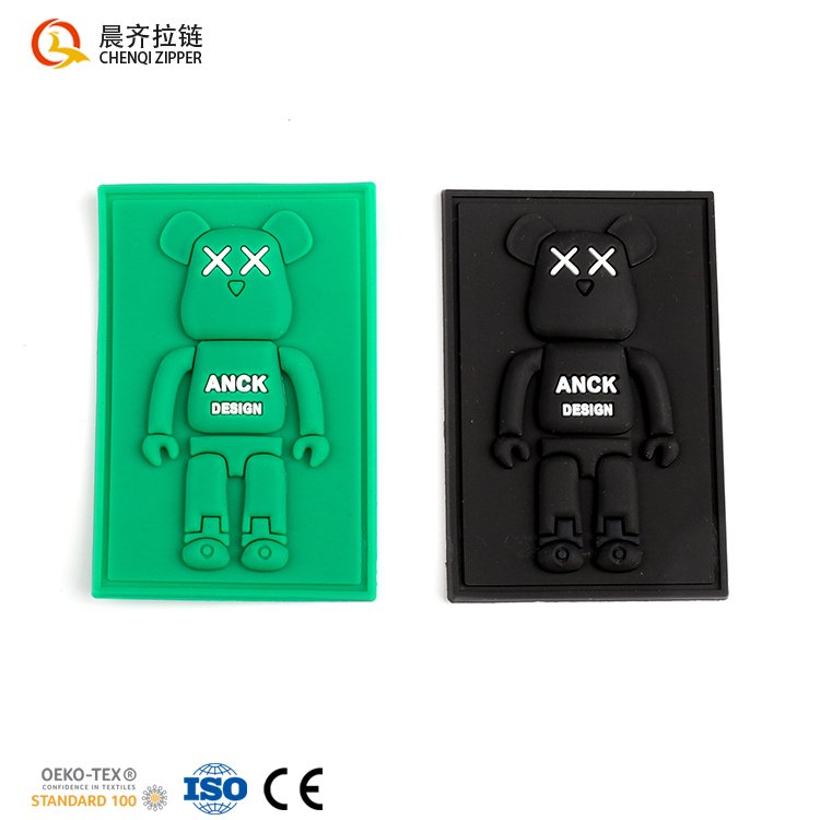 Custom Heat Transfer Logo 3D Embossed TPU PVC Rubber Flock Silicone Iron-on Patch Printing Labels for clothes