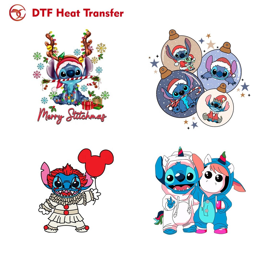 Factory custom high quality wholesale christmas dtf heat transfers printing ready to press iron on transfer fabric sticker