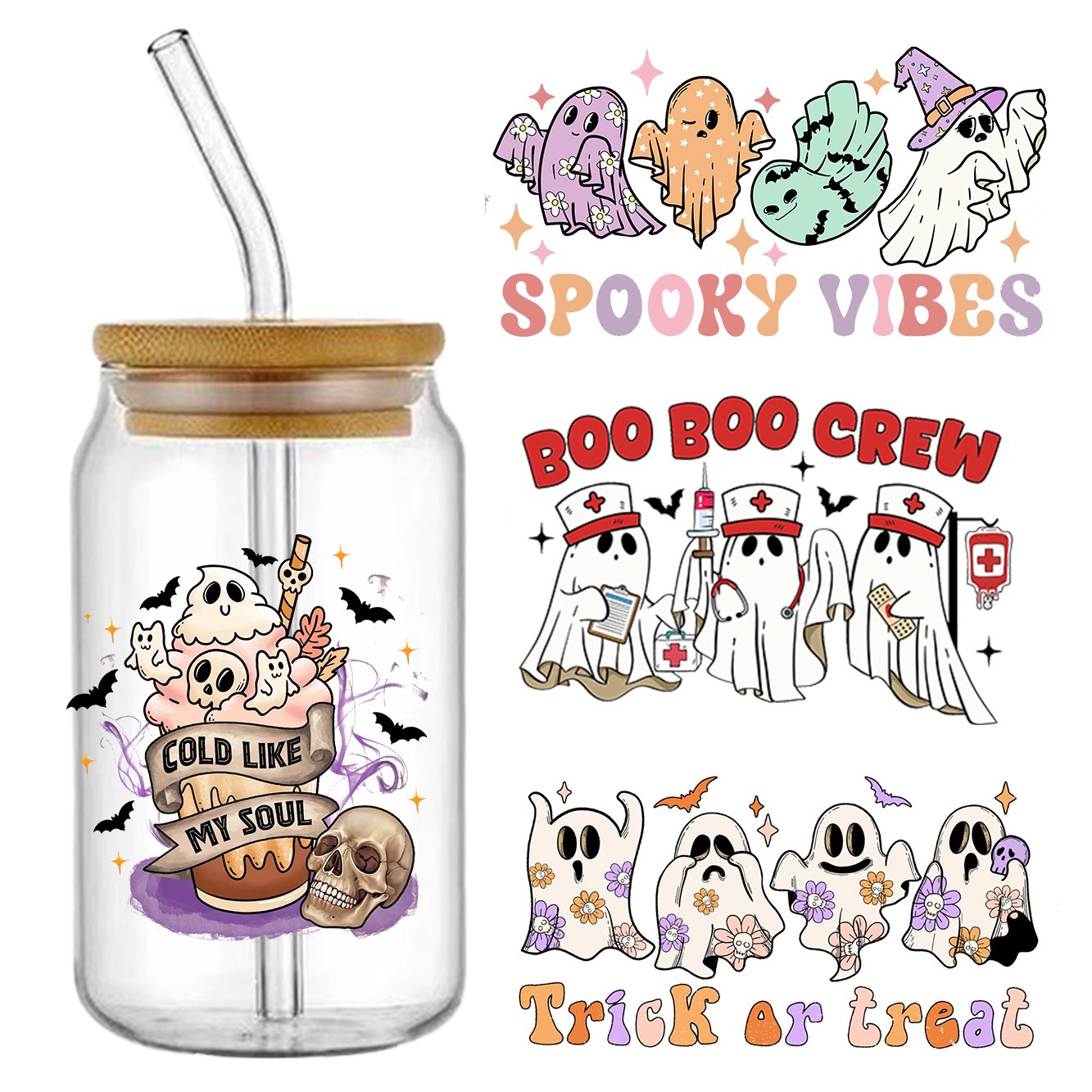 UV DTF transfers cup Wraps Halloween 16oz 20oz tumblers Wrap Transfers Heat Transfer Printing for tumblers cups UV DTF