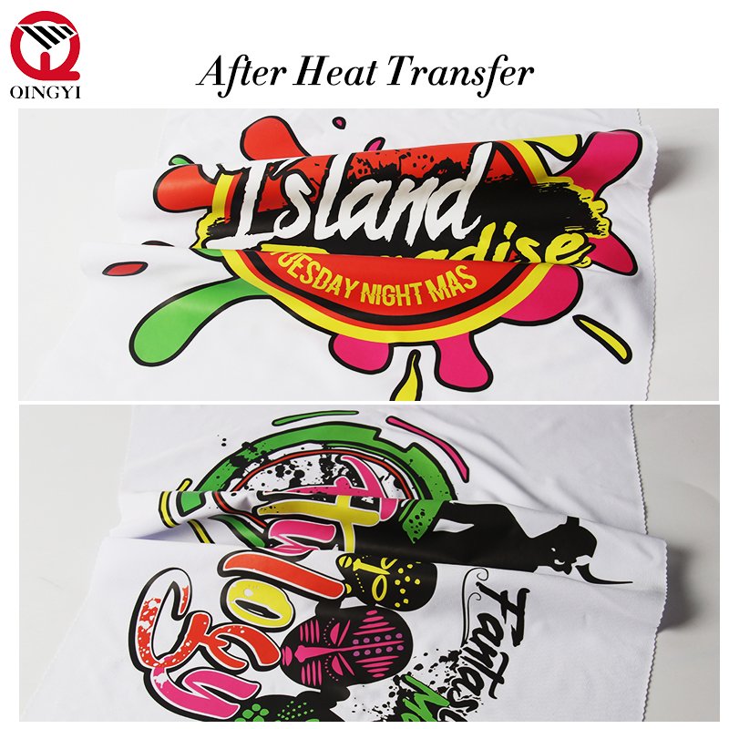 Qingyi custom designs iron on sticker transfer printing fabric plastisol heat transfers for t-shirt clothing press logo