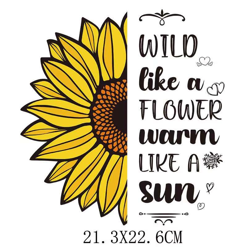 religious Sunflower God heat transfers heat press sticker printing designs logo dtf film iron on transfer print on t-shirt